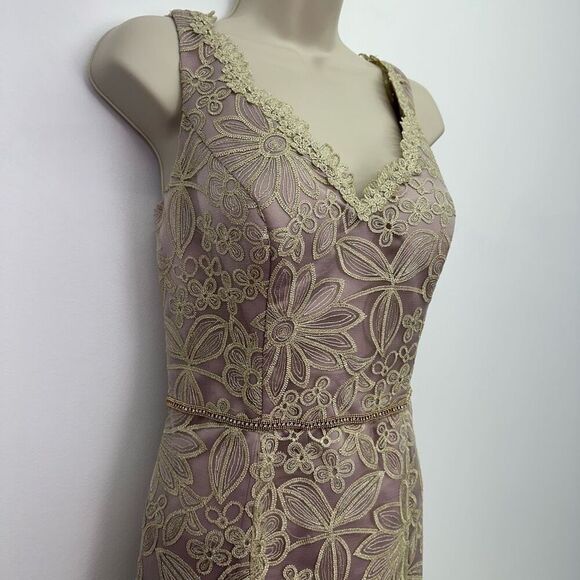 BHLDN JS Collections Women’s Fiora Metallic Gold Floral Over Lavender Gown - Picture 13 of 15